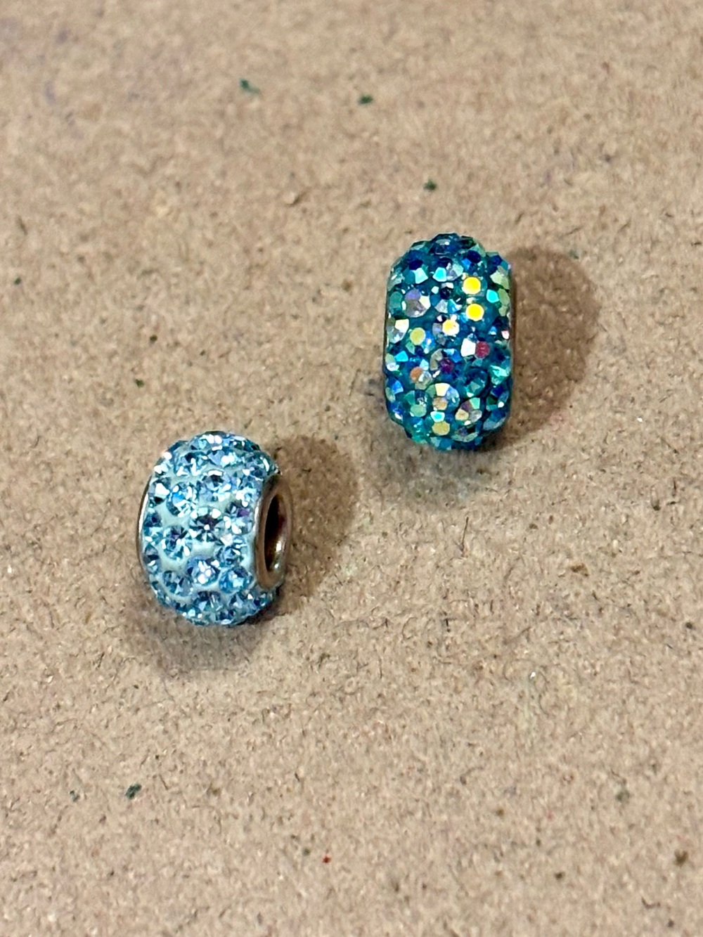 Two crystal mini beads One light blue One bright blue Fit MINI holders ONLY